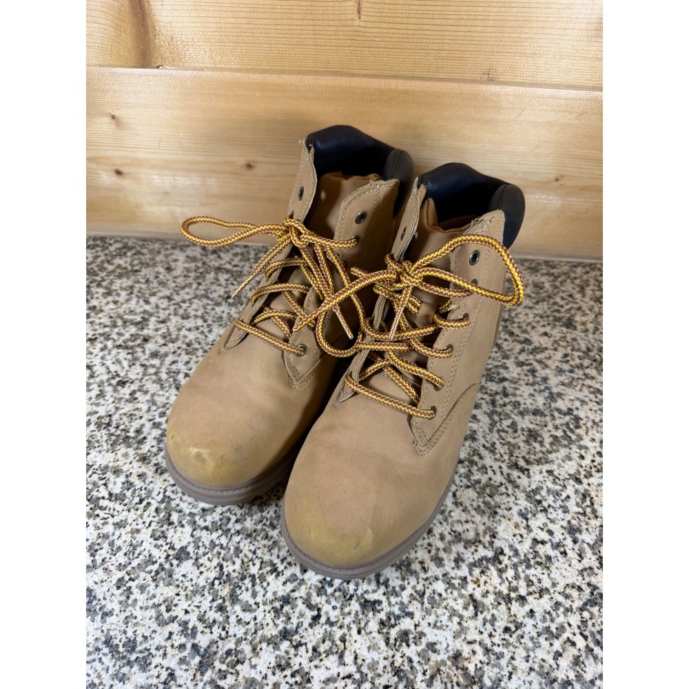 Wonder Nation Mens Boys Wheat Tan Work Boots Padded Collar Size 5 BBWN42CA042L